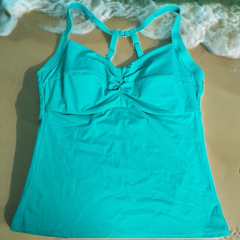 Title Nine - Women's Underwire Teal Strappy Tankini Separates - Sz. 32DD